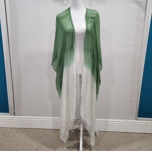 Green And White Ruana Kimomo Duster Swimsuit Cover NWOT!